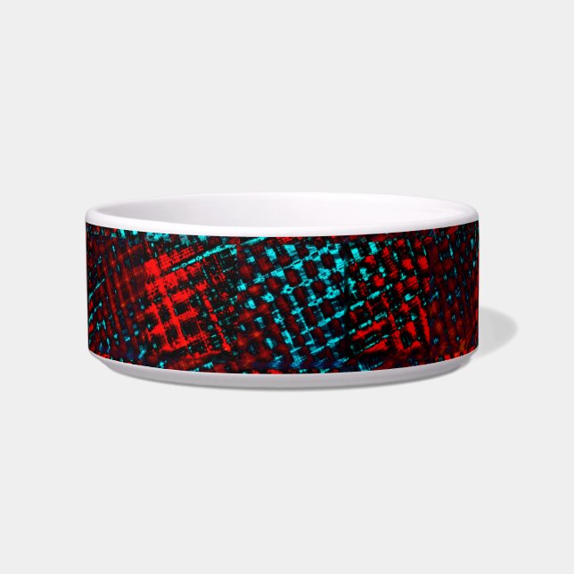 Comedero Quadriculados riscados em azul claro e vermelho. (Frente)