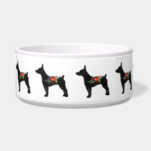 Comedero Rat Terrier CC Dog Boho Floral Silhouette