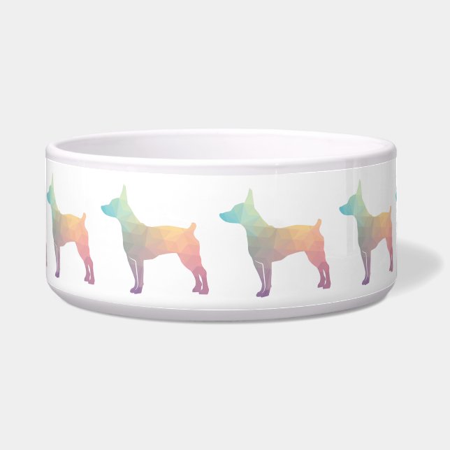 Comedero Rat Terrier Perro Raza Geo Silhouette Pastel (Frente)