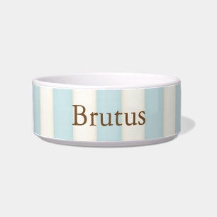 Comedero Rayas azul y crema para bebé gatos o perros perso