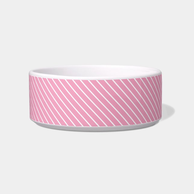 Comedero Rayas diagonales - rosa concha y blanco (Izquierda)