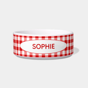 Comedero Red Gingham Personalizada   Chequeros rojos y blan