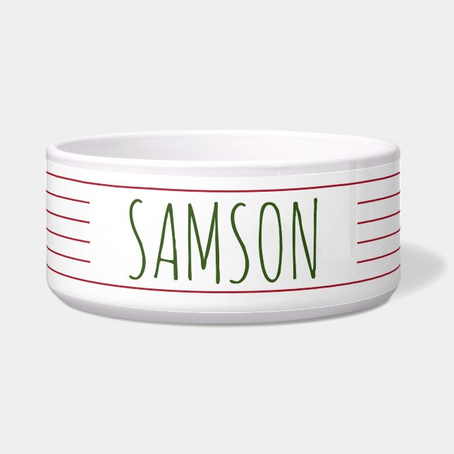 Comedero Red Green Stripe Moderno Farmhouse Navidades  (Frente)