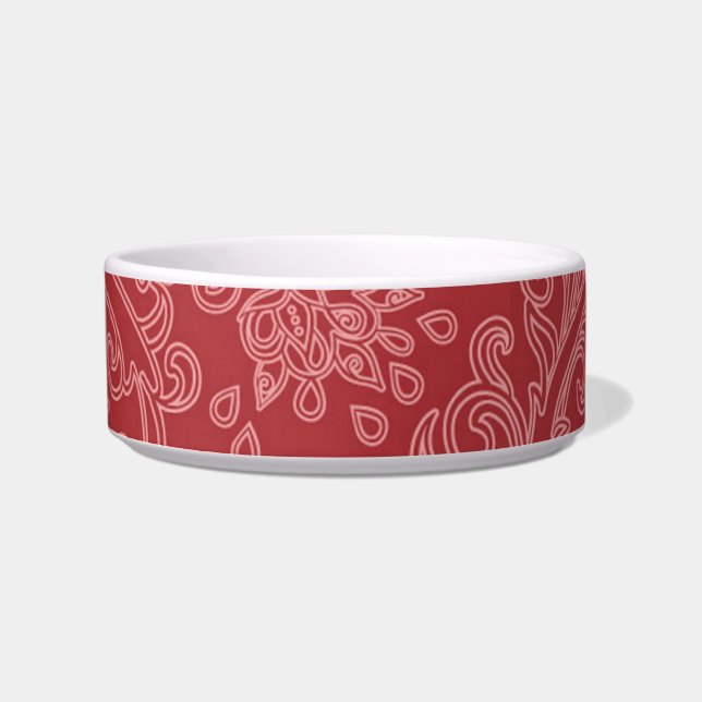 Comedero Red Paisley Damask Designer Floral Classic (Frente)