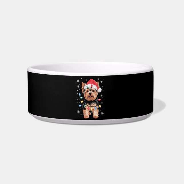 Comedero Regalo de navidad de los Navidades Yorkie Dog Long (Frente)