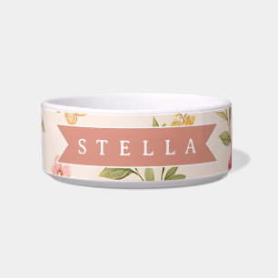 Comedero Regalo Personalizado de Nombre Romántico Floral Vi