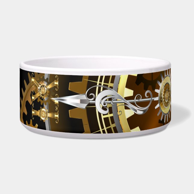 Comedero Reloj de vapor con engranajes antiguos (Frente)