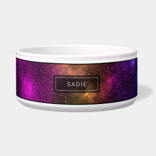 Comedero Resumen de Cosmos de espacio colorido con nombre p