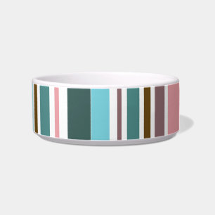 Comedero Retro Blue Purple Pink Stripes Pattern Pet Bowl