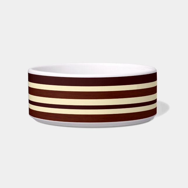 Comedero Retro Brown Cream Stripes Pattern Pet Bowl (Frente)