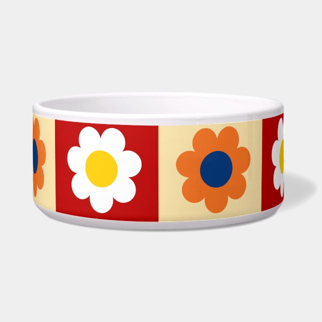 Comedero Retro Cute colorful Flowers Pattern  (Frente)