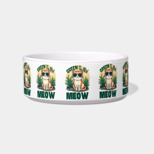 Comedero Retro "El Verde Es El Nuevo Meow" Arte De Naturale