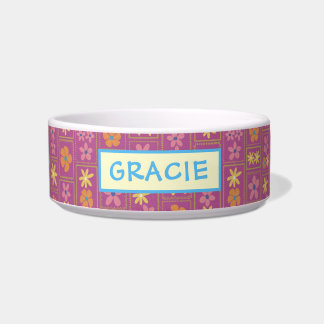 Comedero Retro Frambuesa Parche Floral Personalizado Median