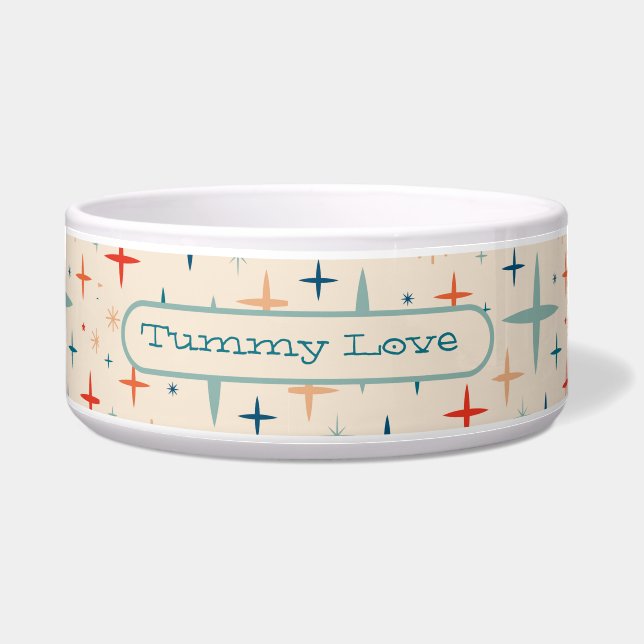 Comedero Retro Mod Starburst Mascota Food Bowl Love Tummy (Frente)