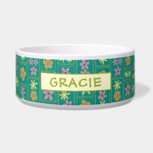 Retro Verde Teal Patchwork Floral Personalizada Pe