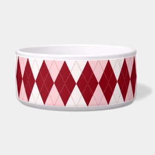 Comedero Rojo Argyle Crimson Forma de Diamante Pequeño Rosa