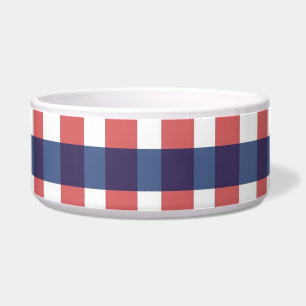 Comedero Rojo blanco y azul Gingham Plaid