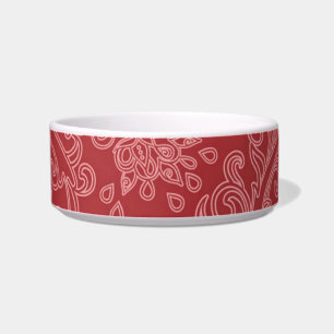 Comedero Rojo Paisley Damask Diseñador Floral Vintage Clási