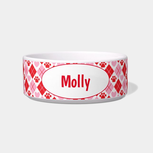 Comedero Rojo y Rosa de arglos y Paw Cardíaca (Frente)