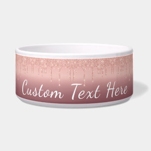 Comedero Rosa de texto personalizado Rubor Purpurina SPet B