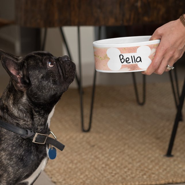 Comedero Rosa Mascota de Mármol de oro Perro gato personali (Subido por el creador)