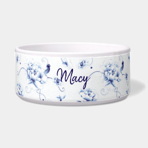 Comedero Rosa Pájaro Azul Chinoiserie Floral