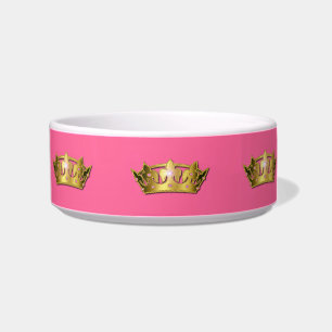 Comedero Rosa y princesa Crown Pet Dish del oro