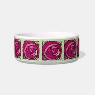 Comedero Rosas de la cosecha Patrón floral rosa y verde