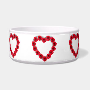 Comedero Rosas del corazón rojo del Bowl de mascotas