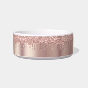 Comedero Rose Gold Glitter Pet Bowl