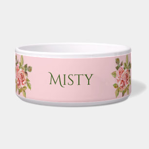 Comedero Roses rosadas de bonito personalizadas