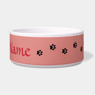 Comedero Rosie Pink Paw Print Personalized Pet Bowl