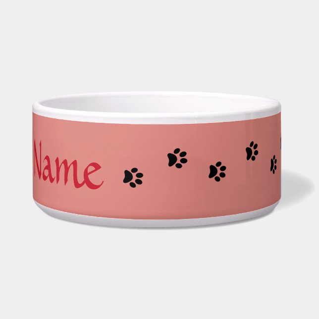 Comedero Rosie Pink Paw Print Personalized Pet Bowl (Derecha)