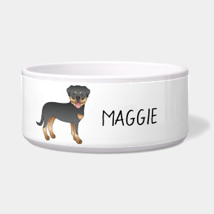 Comedero Rottweiler negro y marrón Perro de dibujos animado