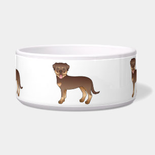 Comedero Rottweiler Rojo y Beige Perros de Dibujos Animados