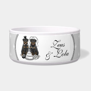Comedero Rottweilers de boda Novia y Perros Novios Lindos