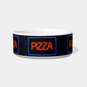 Comedero Rótulo azul y neón rojo PIZZA