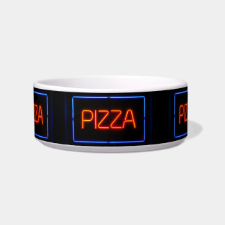 Comedero Rótulo azul y neón rojo PIZZA