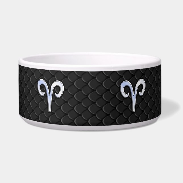 Comedero Rótulo cromado moderno como Aries Zodiac (Frente)