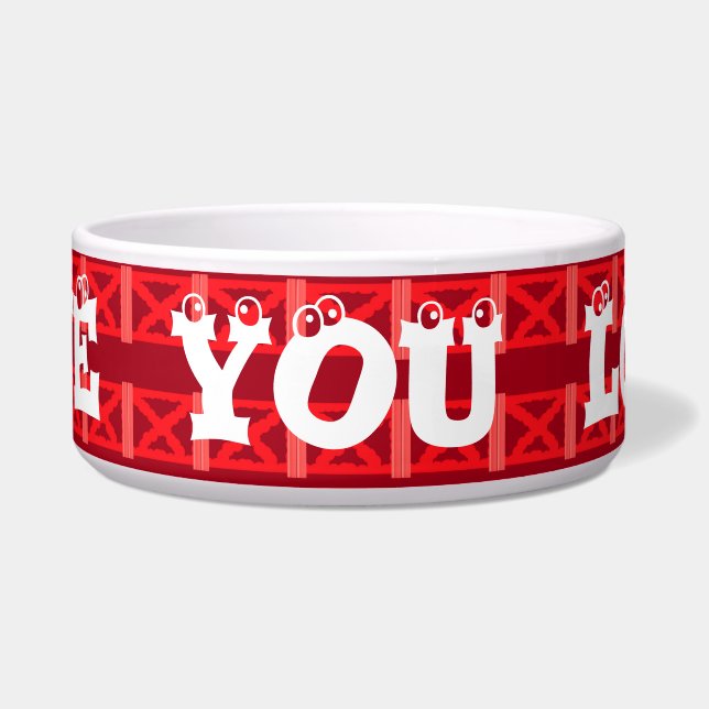 Comedero Ruby de vino rojo con cruces mensaje de amor por l (Frente)