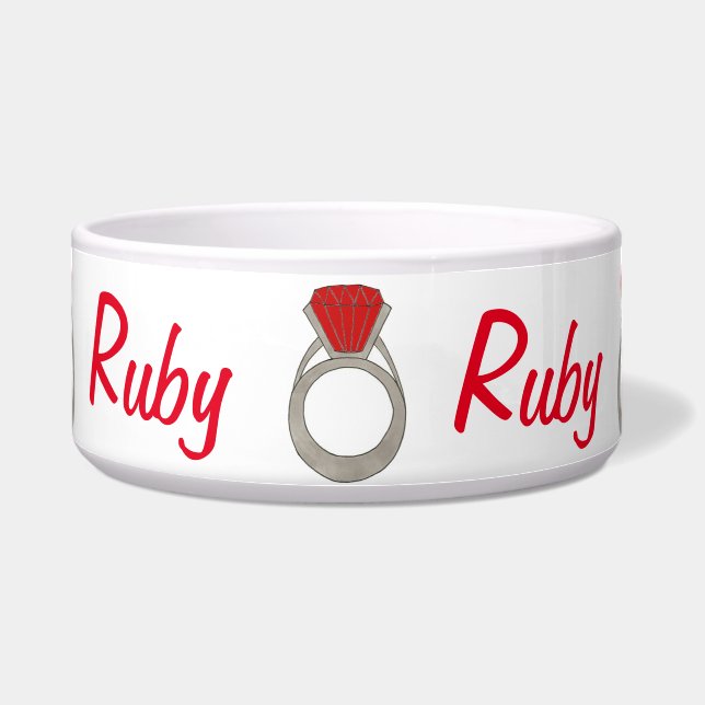 Comedero Ruby the Dog Red Gemstone Gem Ring (Frente)