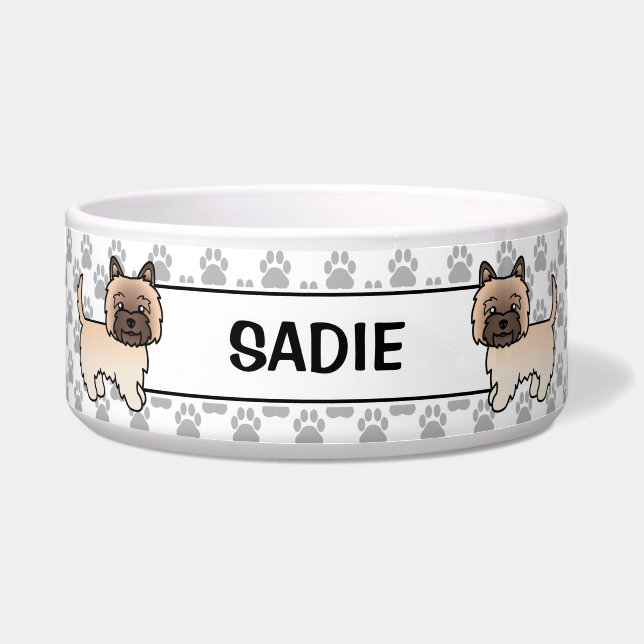 Comedero Ruedas Cairn Terrier Cute Cartog Perro y nombre (Frente)