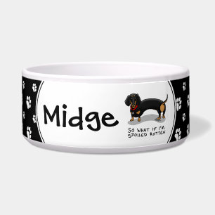 Comedero Salchicha Mimada (S negro y marrón) Perro lindo