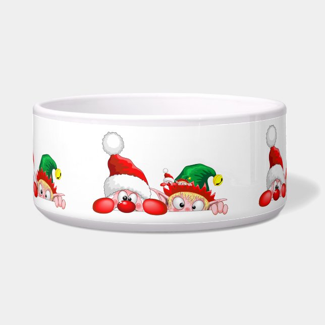 Comedero Santa y Elf Cute y graciosos personajes Peeking S (Frente)