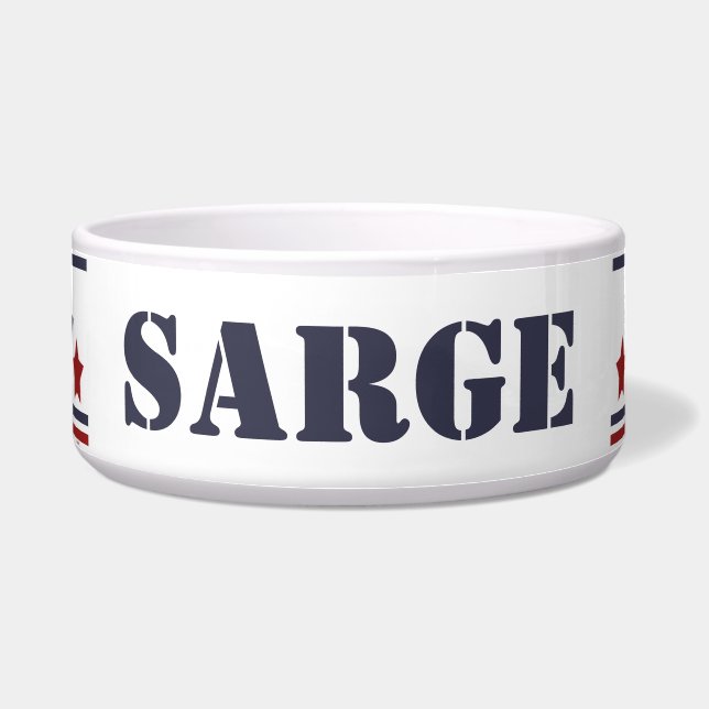 Comedero Sarge Patriotic Dog Bowl | EDITABLE (Frente)