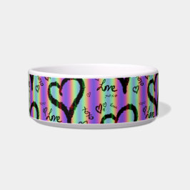 Comedero Scribble Love Heart Xoxo Stripe Ceramic Pet Bowl