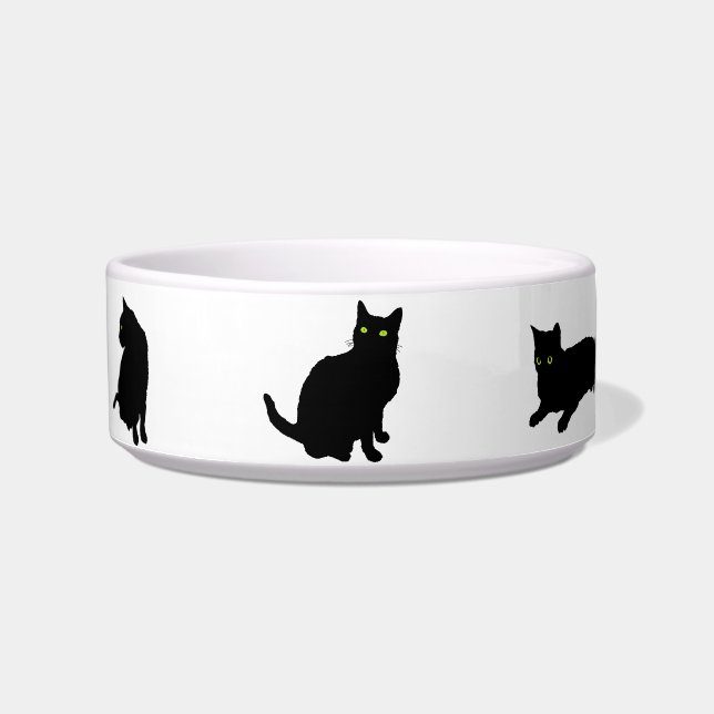 Comedero Seis gatos negros su nombre de mascotas (Frente)