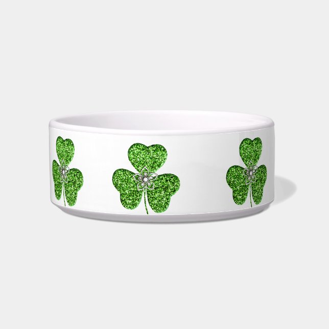 Comedero Shamrock purpurina Y Tazón De Flor (Izquierda)
