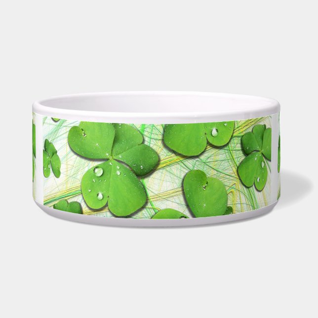 Comedero Shamrock verde amante St Patrick's Day Pet Bowl (Frente)