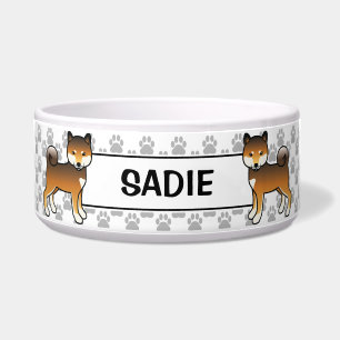 Comedero Shiba Inu de sésamo rojo perro lindo con el nombre